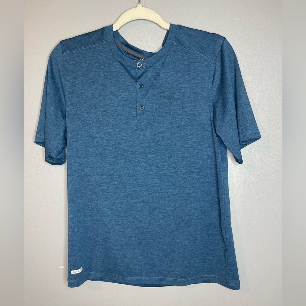 Small Jockey Blue three button down short sleeve mens shirt